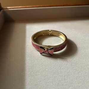 Betsey Johnson Glittery Pink and Gold Bow Bracelet